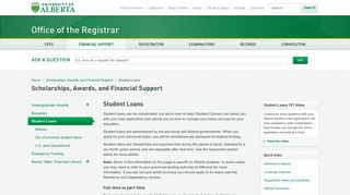 Student Loans | Office of the Registrar - University of Alberta