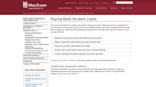 Paying Back Student Loans - MacEwan University