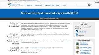 National Student Loan Data System (NSLDS) | Benefits.gov