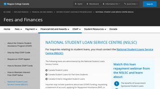 National Student Loan Service Centre (NSLSC) | Fees and Finances