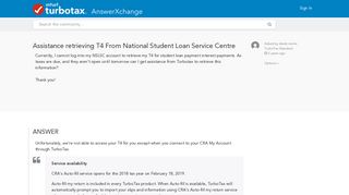 Assistance retrieving T4 From National Student Loan Service Centre ...