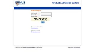 Applicant Sign In, National University of Singapore