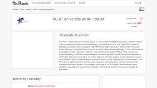 NUSU University at nu.edu.sd | Ranking & Review - uniRank