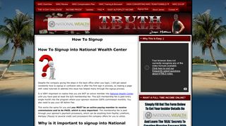 How To Signup Into National Wealth Center