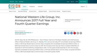 National Western Life Group, Inc. Announces 2017 Full Year and ...