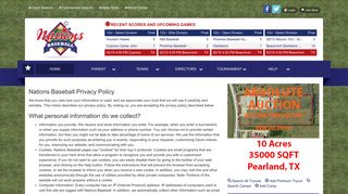 Privacy Policy - Nations Baseball | The premiere baseball organization.
