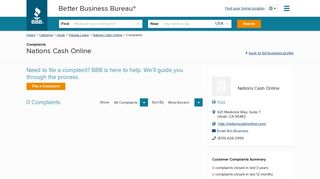 Nations Cash Online | Complaints | Better Business Bureau® Profile