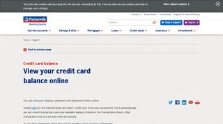 View your credit card balance | Nationwide