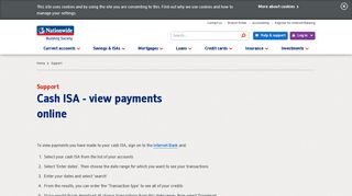 Cash ISA view payments online | Nationwide
