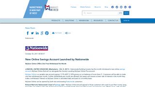 New Online Savings Account Launched by Nationwide - Marketwire