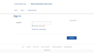 Nationwide Bank Claim Card - Sign In - visaprepaidprocessing.com