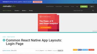Common React Native App Layouts: Login Page - TutsPlus Code
