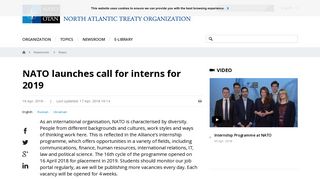 NATO - News: NATO launches call for interns for 2019, 16-Apr.-2018