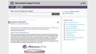 Log On to OfficePro : NaturaeSoft Support Portal