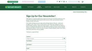 Newsletter Sign up - Nature's Bounty