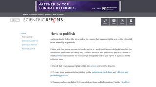 How to publish | Scientific Reports - Nature