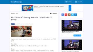 FREE Nature's Bounty Rewards Codes for FREE Points - I Crave ...