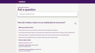 How do I make a claim on my mobile phone insurance? - NatWest