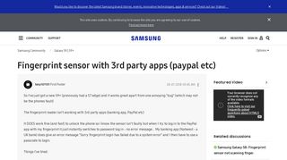 Fingerprint sensor with 3rd party apps (paypal etc) - Samsung ...