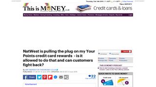 Is NatWest allowed to pull the plug on my credit card rewards? | This is ...