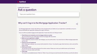 Why can't I log in to the Mortgage Application Tracker? - NatWest