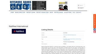 Offshore Banks Directory, offshore banks list - NatWest International