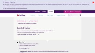 Cards OnLine - NatWest business bank