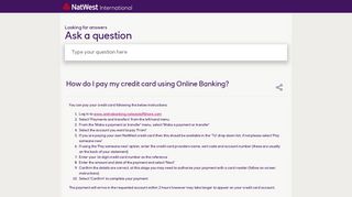 How do I pay my credit card using Online Banking? - NatWest ...