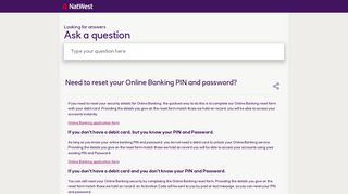 Need to reset your Online Banking PIN and password? - NatWest
