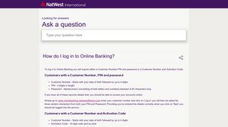 How do I log in to Online Banking? - NatWest International