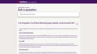 I've forgotten my Online Banking login details, what should I do ...