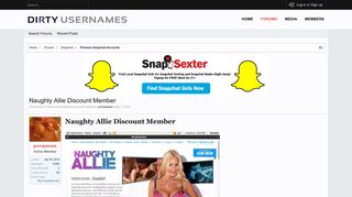 Naughty Allie Discount Member - Premium Snapchat Accounts