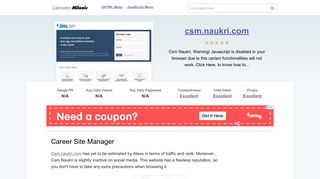Csm.naukri.com website. Career Site Manager.