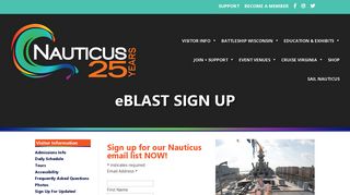 eBlast Sign-up | Nauticus & The Battleship Wisconsin