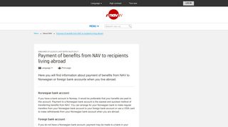 Payment of benefits from NAV to recipients living abroad - www.nav.no