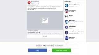 Navarro College - Blackboard is back up. If you continue... | Facebook