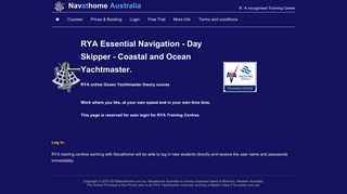 RYA schools log in page - Navathome Australia