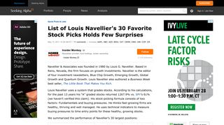 List of Louis Navellier's 30 Favorite Stock Picks Holds Few Surprises ...