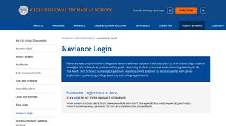 Naviance Login - Keefe Regional Technical School