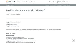 Can I keep track on my activity in Navicat? – Navicat