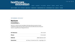 Navicure | Healthcare Informatics 100