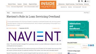 Education Department includes Navient as subcontractor for revised ...