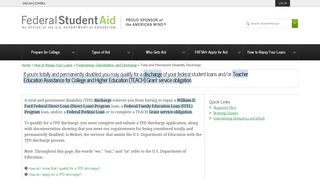 Total and Permanent Disability Discharge | Federal Student Aid