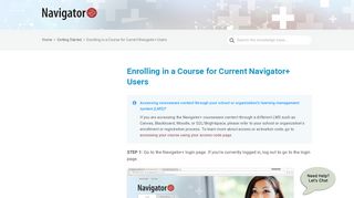 Enrolling in a Course for Current Navigator+ Users – Navigator +