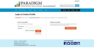 Customer Login | Paradigm Education Solutions