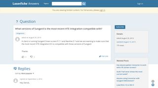 What versions of Sungard is the most recent HTE Integration ...