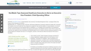 NaviMedix Taps Seasoned Healthcare Executive to Serve as ...