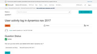 User uctivity log in dynamics nav 2017 - Microsoft Dynamics Community