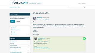 Windows Login table — mibuso.com
