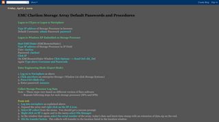 Vishal: EMC Clariion Storage Array Default Passwords and Procedures